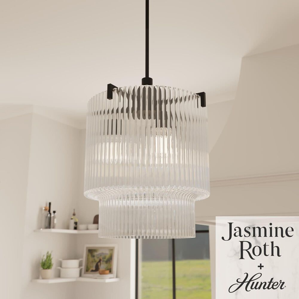 Hunter Ontario Jasmine Roth 3-Light Pendant in Matte Black, , large