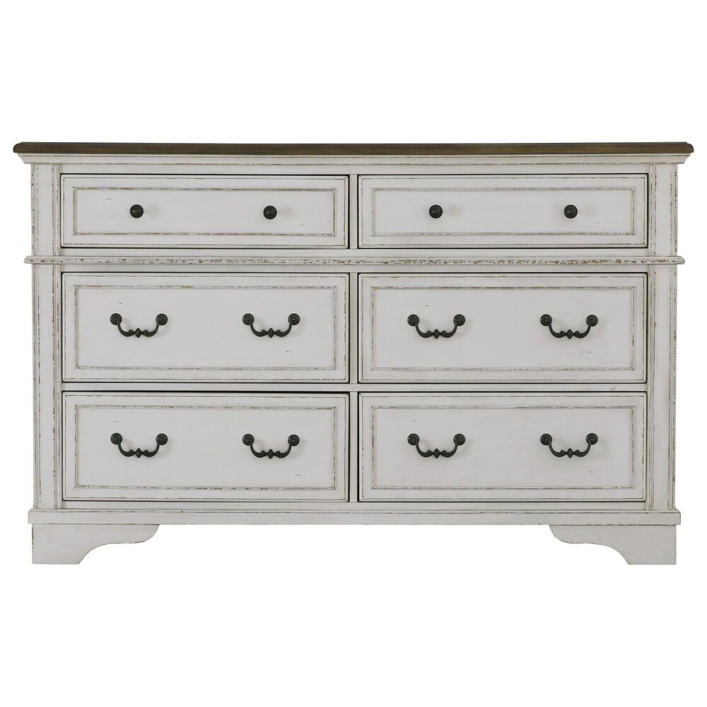 Ashley Blendon 6-Drawer Dresser in Chipped White and Brown, , large