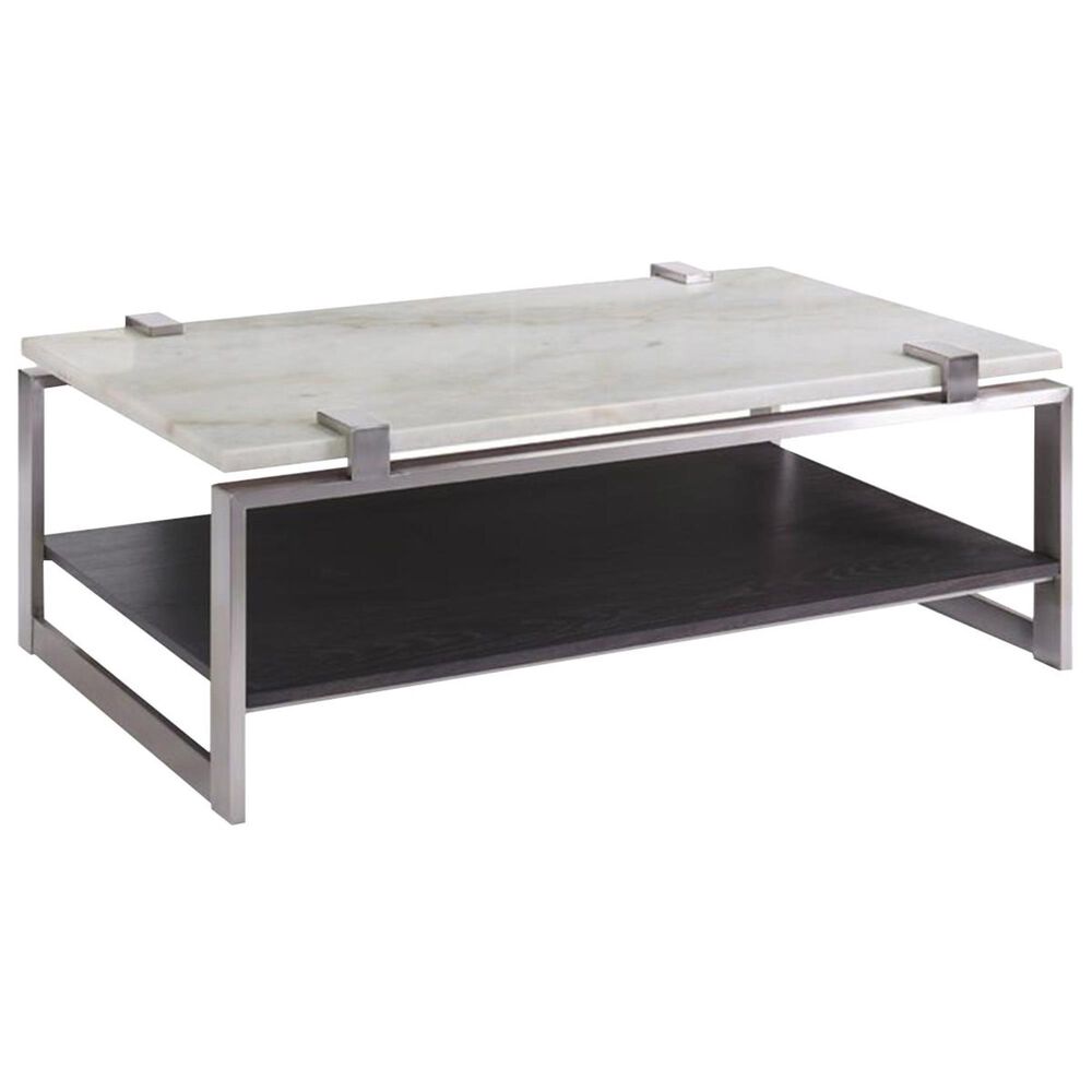 Nicolette Home Paradox Cocktail Table in Pearl White, Roasted Almond and Brushed Platinum, , large