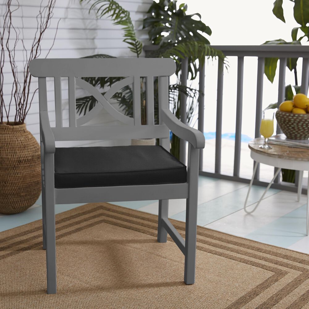 Sorra Home Sunbrella 17" Chair Pad in Canvas Black (Set of 2), , large