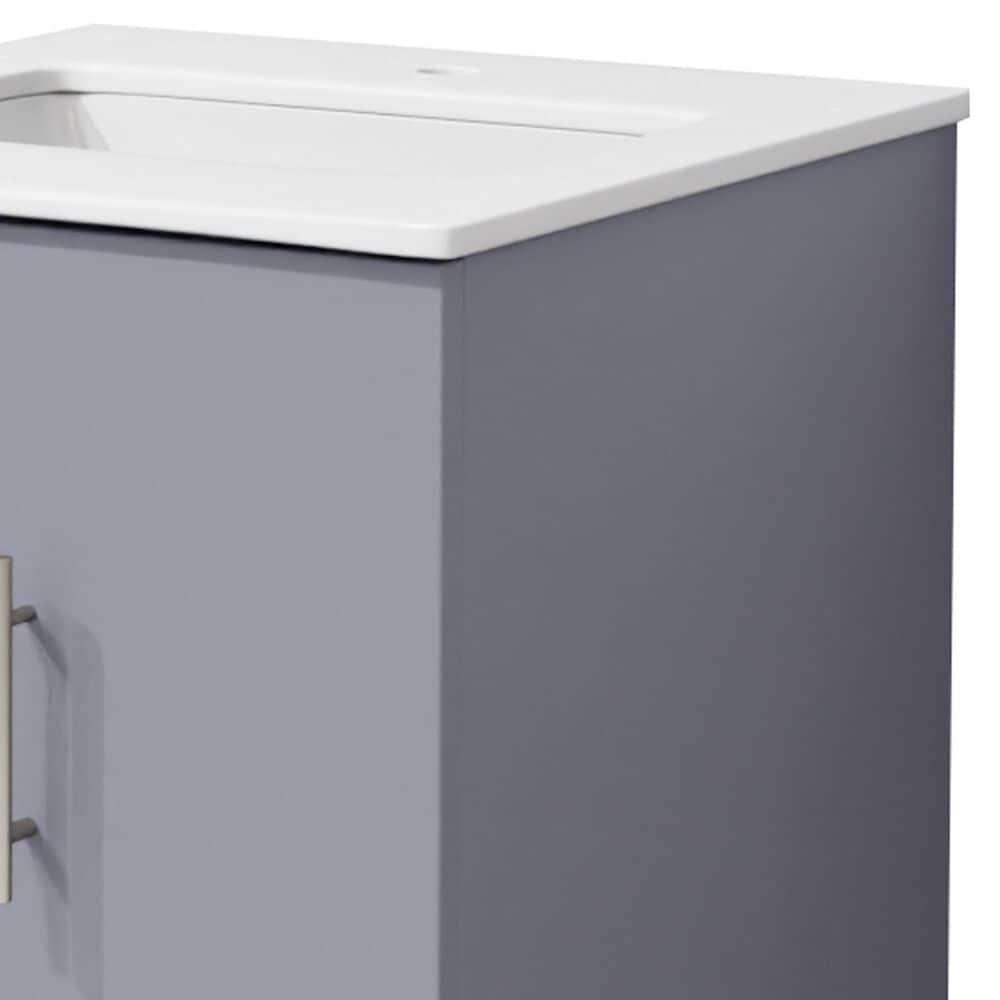 Lexora Home Geneva 24&quot; Single Bathroom Vanity in Dark Grey with 2 cm White Quartz Top and Rectangular Sink, , large