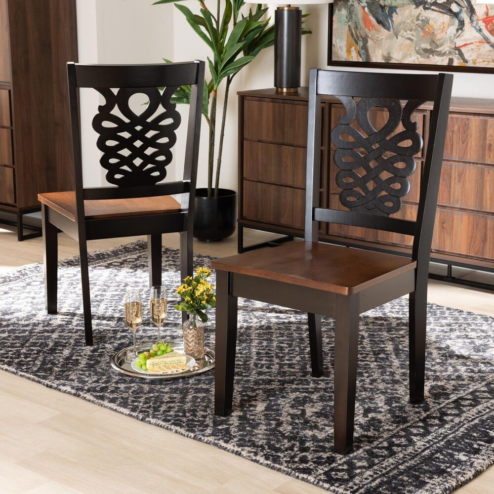 Baxton Studio Gervais Side Chair in Dark Brown and Walnut Brown (Set of 2), , large