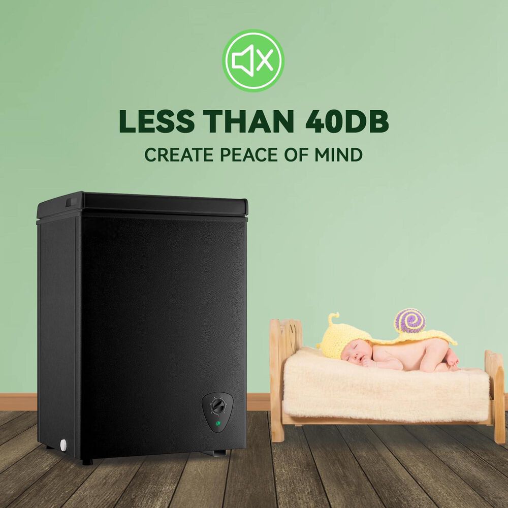 HOMLUX 3.5 Cu. Ft. Chest Freezer with Adjustable Thermostat in Black, , large