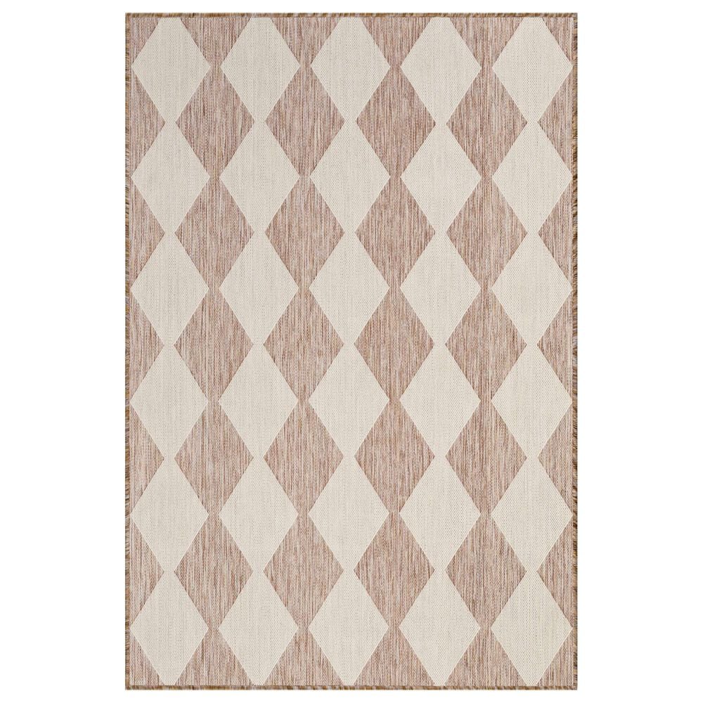 Nourison Positano Geometric Beige 4" x 6" Indoor/Outdoor Area Rug, , large