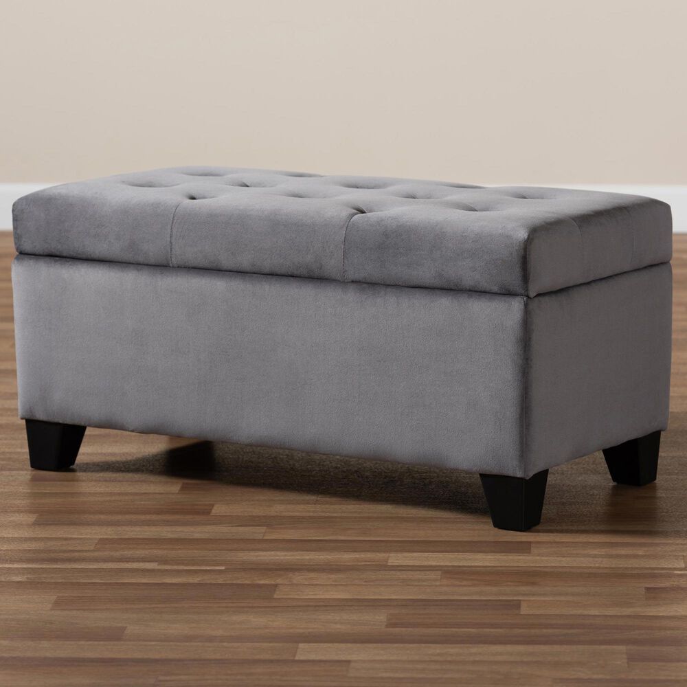 Baxton Studio Michaela Storage Ottoman in Grey/Black, , large