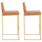 Lumisource Fuji High Back Barstool with Camel Faux Leather in Gold (Set of 2), , large