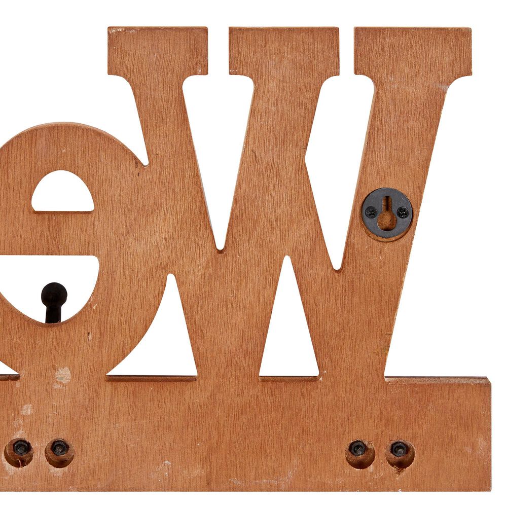 Maple and Jade 32&quot; x 10&quot; Wall Hook in Brown and Distressed White, , large