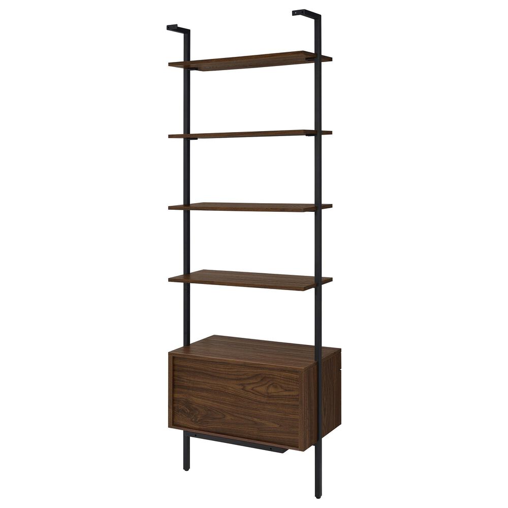 Coaster Owens 5-Shelf Storage Wall Bookcase in Walnut and Black, , large