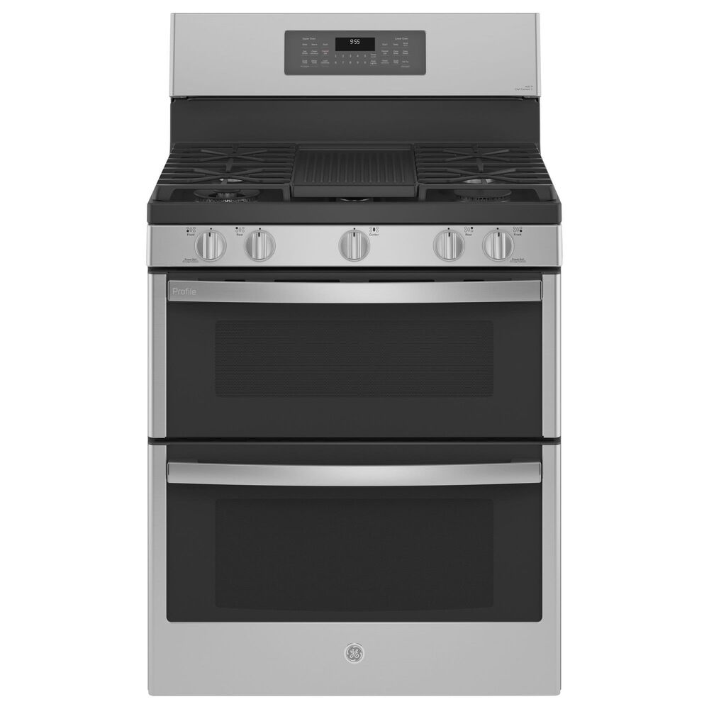 GE Profile 30" Free-Standing Gas Double Oven Convection Range with No Preheat Air Fry in Stainless Steel, , large