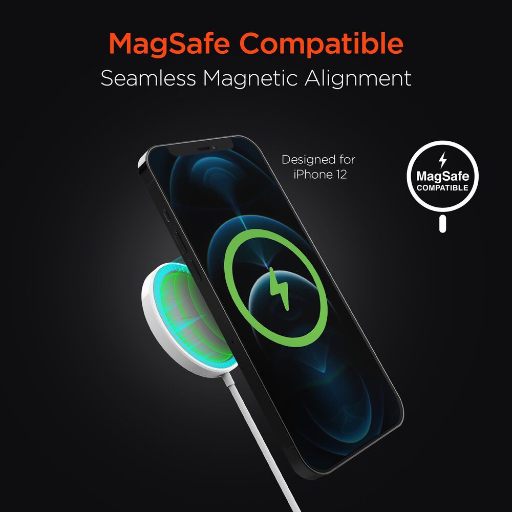 Hypercel Magnetic 15W Wireless Charger in White, , large