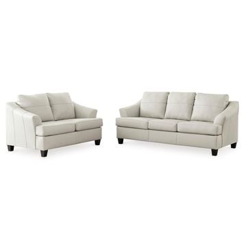 Ashley Genoa Leather Sofa and Loveseat in Coconut, , large