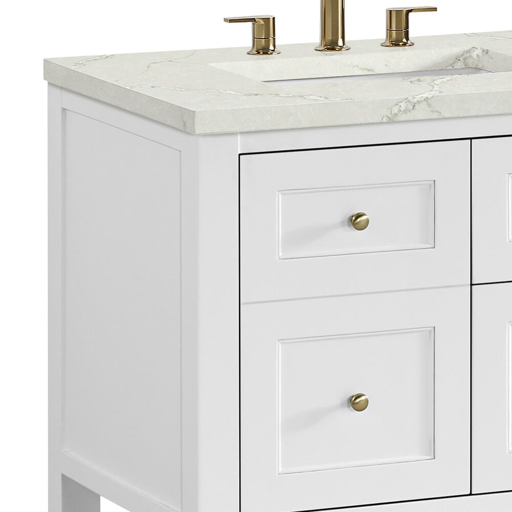 James Martin Vanities Breckenridge 60" Double Bathroom Vanity in Bright White with 3 cm Eternal Jasmine Pearl Silestone Top, Rectangular Sinks and FreePower Wireless Charger, , large