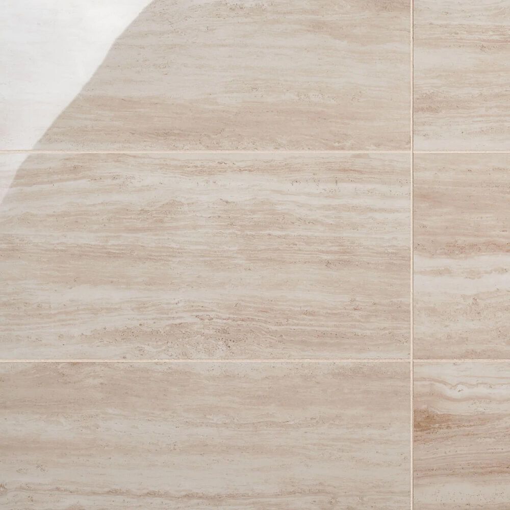 Soho Studio Zenit Beige 12" x 24" Travertine Look Polished Porcelain Tile, , large