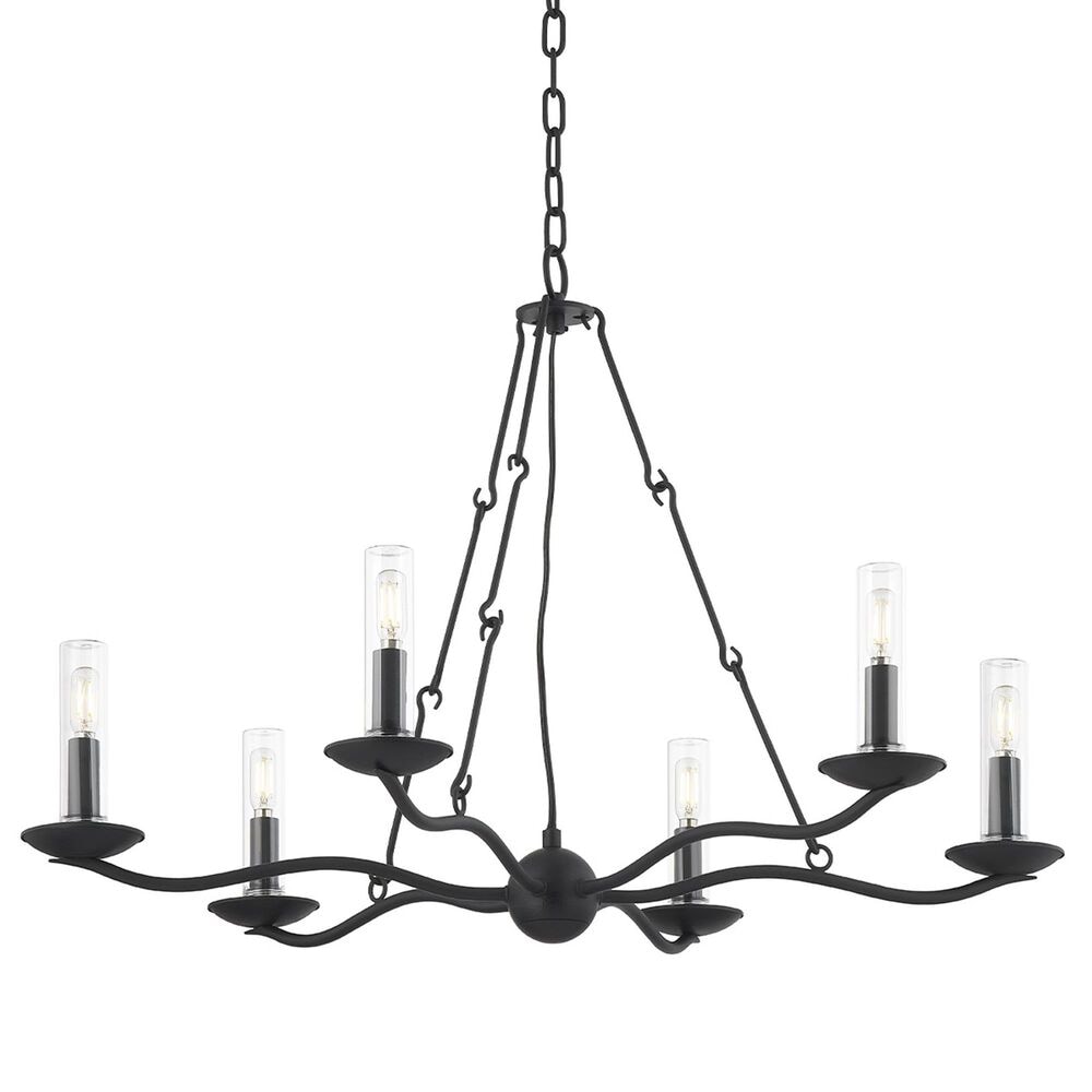 Troy Lighting Sawyer 6-Light Exterior Chandelier in Forged Iron, , large