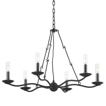 Troy Lighting Sawyer 6-Light Exterior Chandelier in Forged Iron, , large