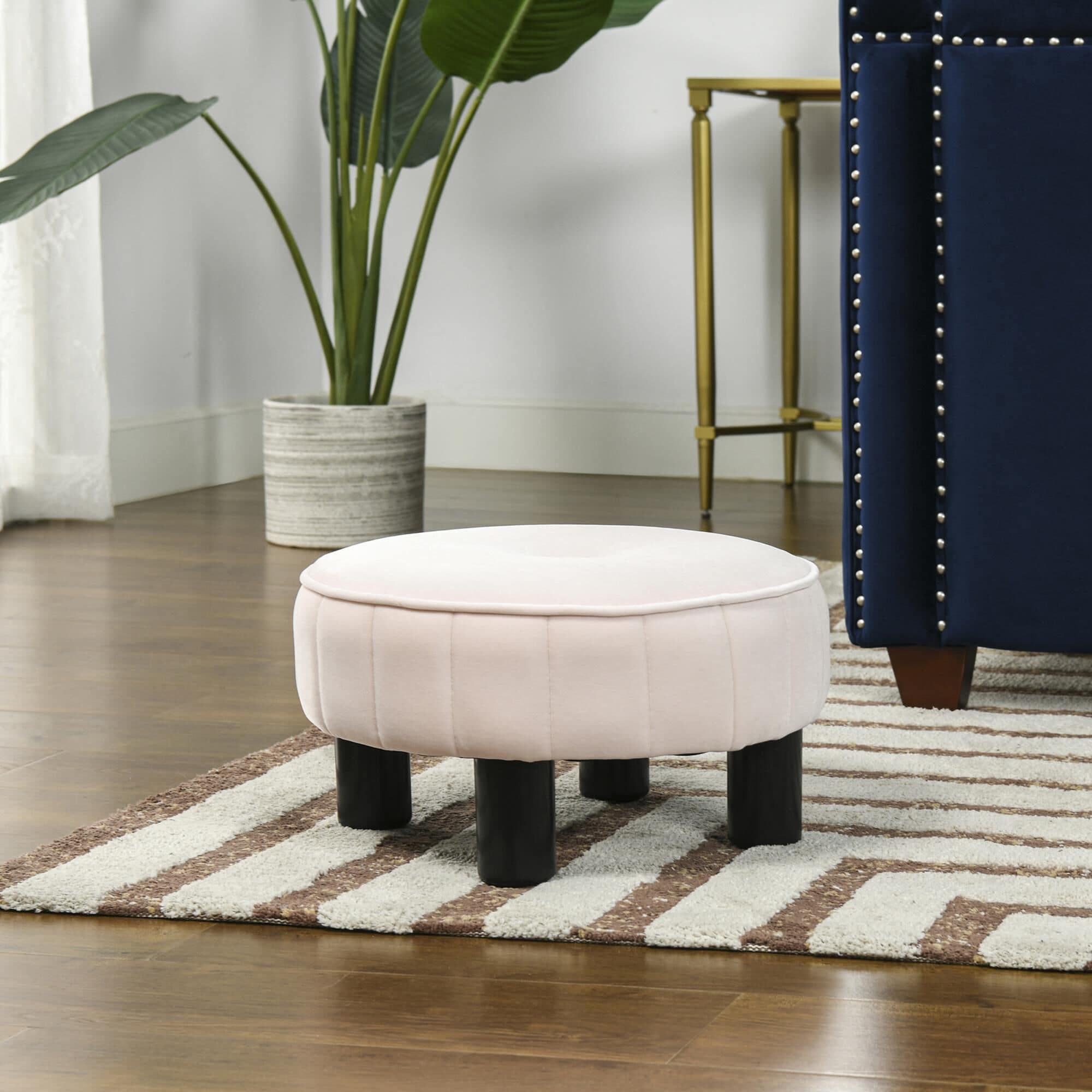 Pink round online ottoman stool