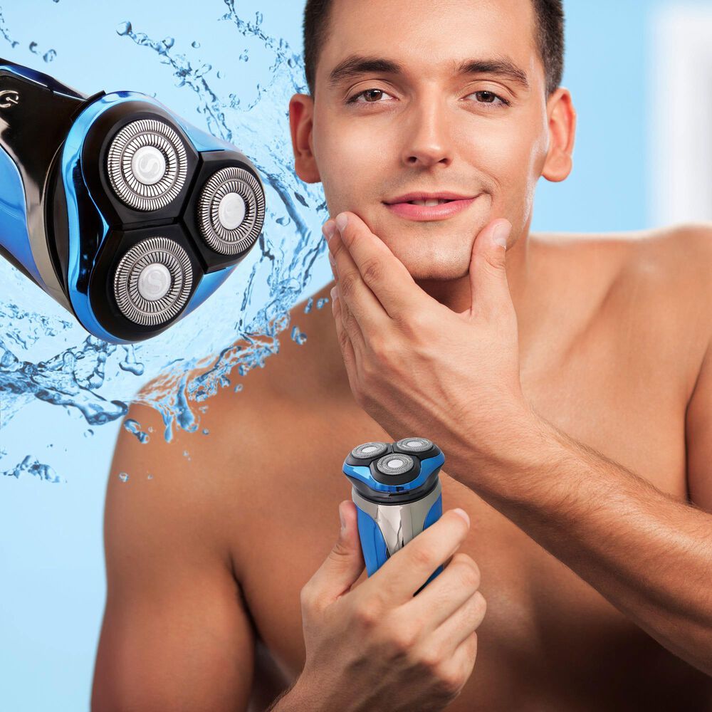 Barbosal Wet Rotary Shaver with LCD Display in Black and Blue, , large