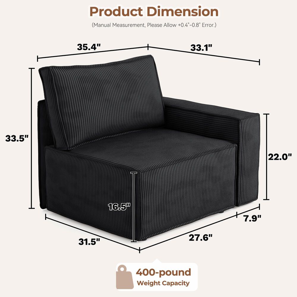 HOMLUX Right Armrest Module in Black, , large