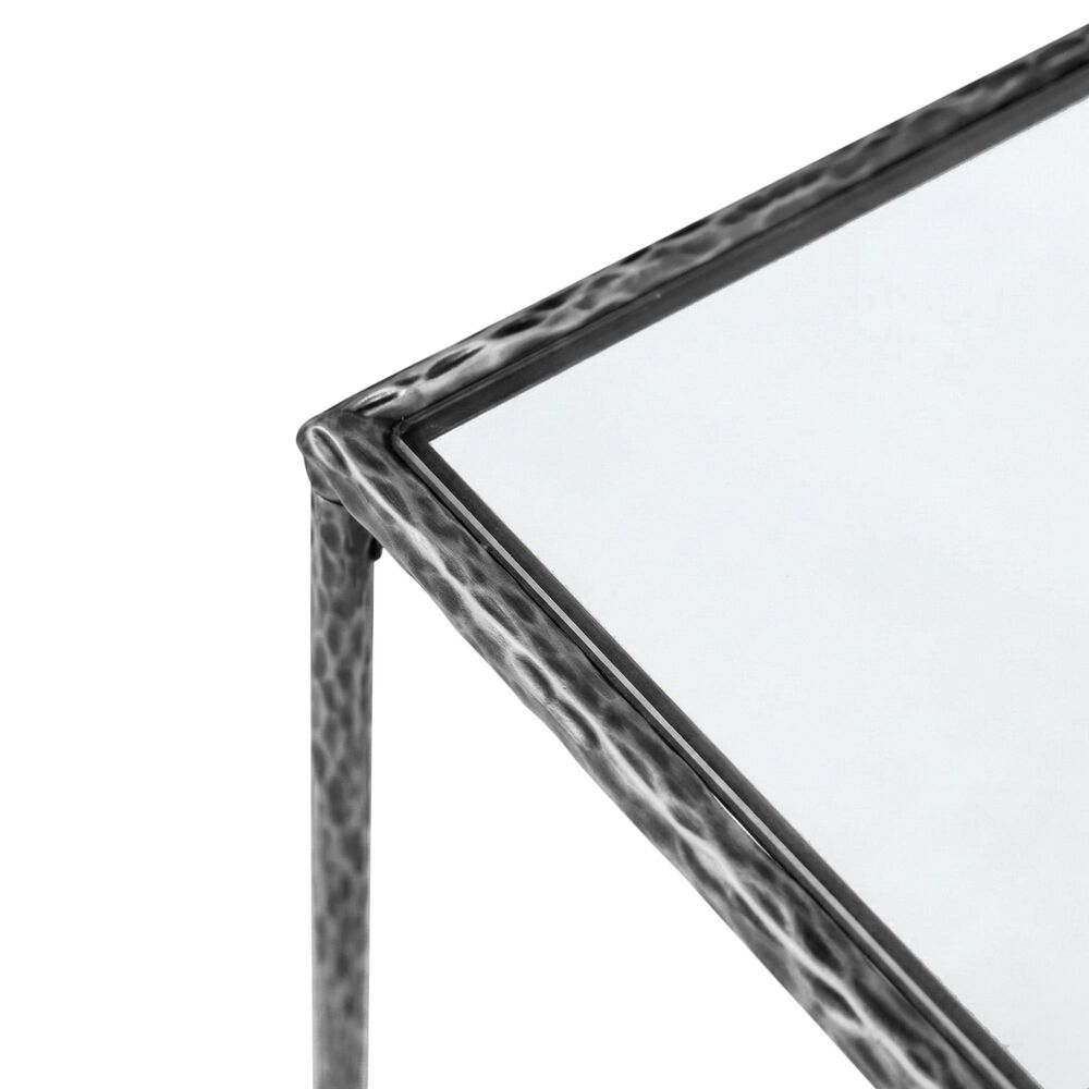 Furniture of America Lalia End Table with Tempered Glass Top and Bullnose Edge in Gun Metal, , large