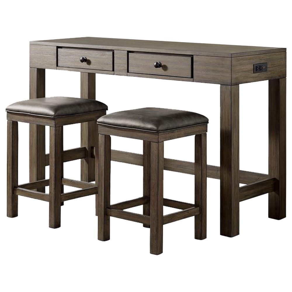 Furniture of America Graham 3-Piece Counter Height Dining Set in Gray, , large