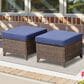 Hearth and Haven Patio Wicker Ottoman with Solid Weave Design in Blue (Set of 2), , large