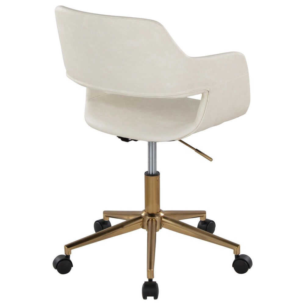 Lumisource Margarite Task Chair with Cream Faux Leather Cushion in Gold, , large