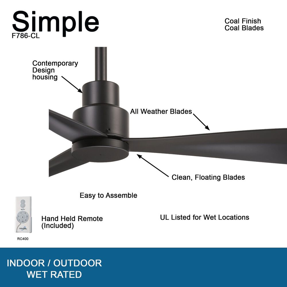 Minka-Aire Simple 44" Indoor/Outdoor Ceiling Fan in Coal, , large