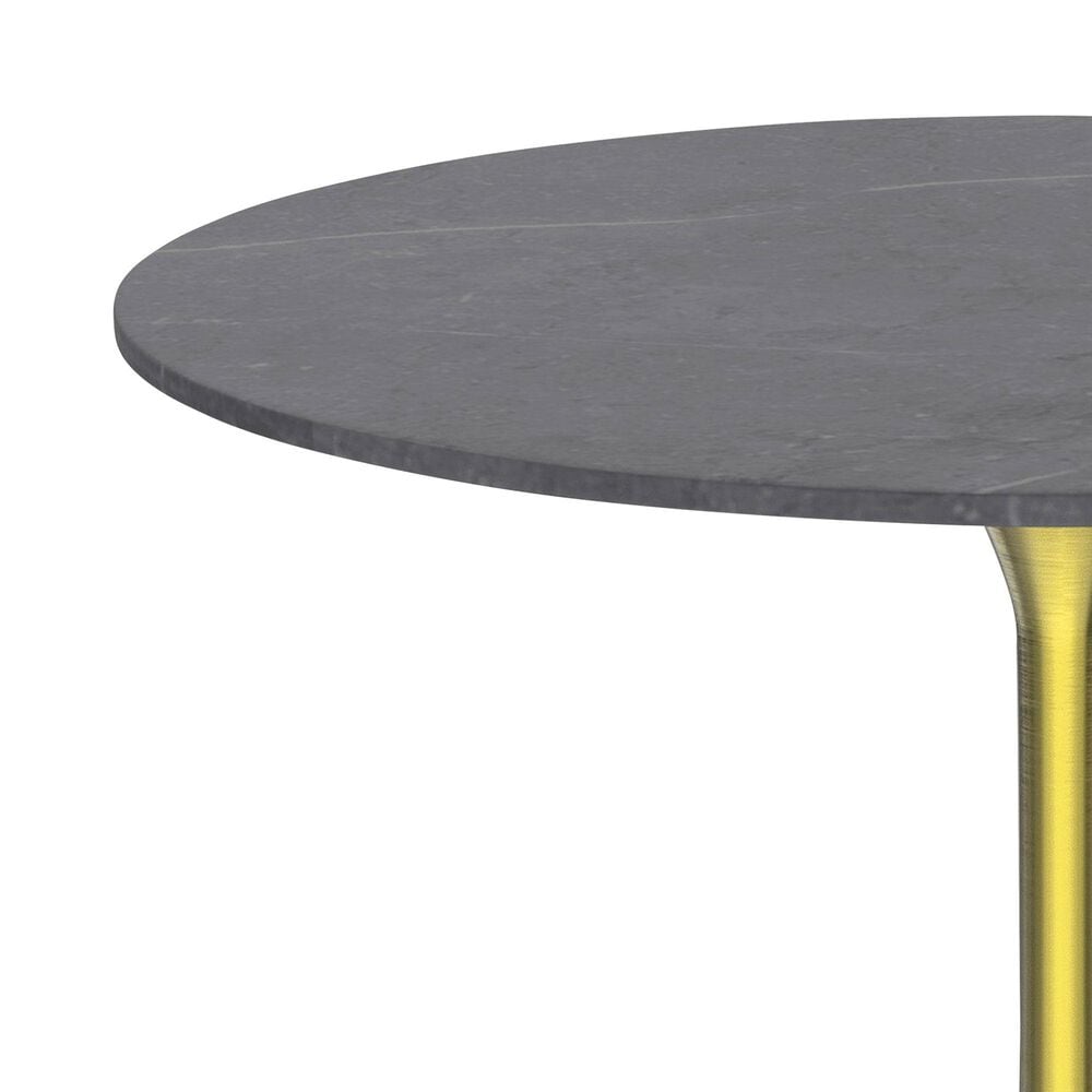 Leisuremod LeisureMod Verve Collection 36 Round Dining Table, Brushed Gold Base with Sintered Stone Grey Top, , large