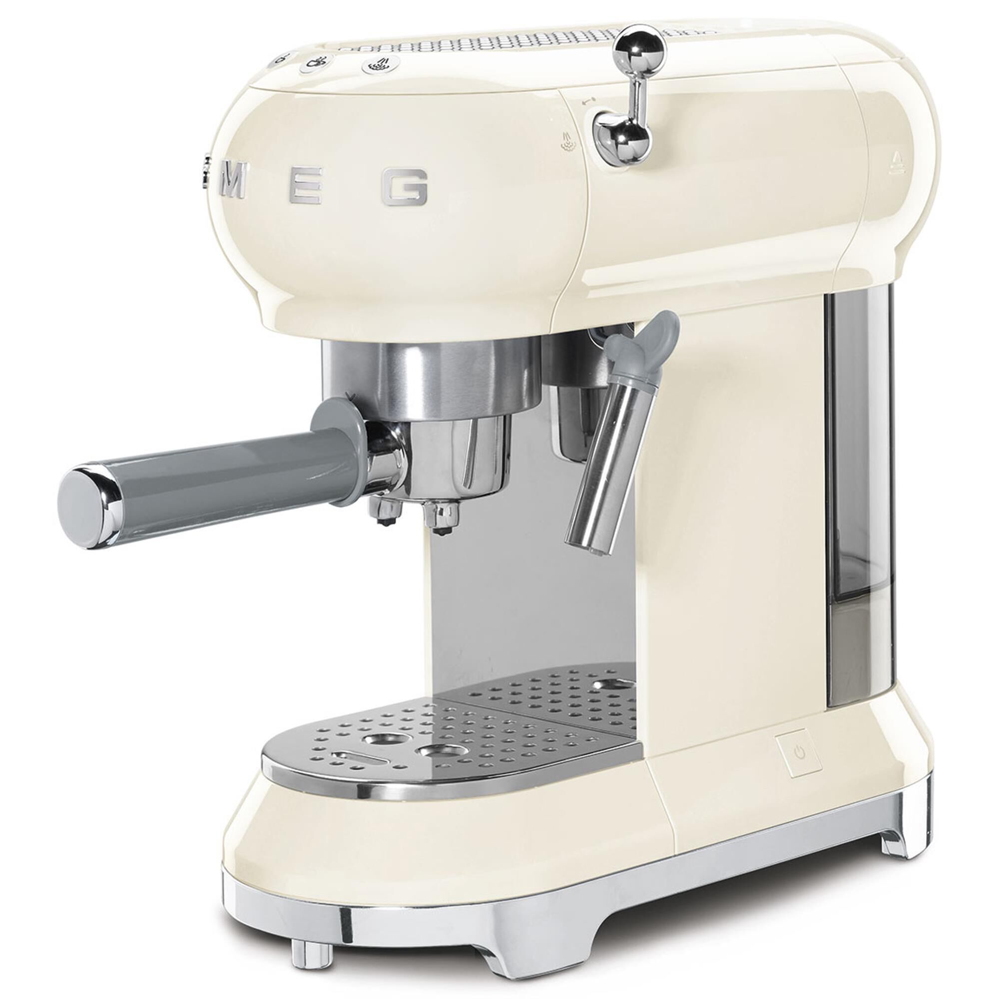 Smeg 33.81 Oz Espresso Manual Coffee Machine in Cream and Polished Chrome NFM