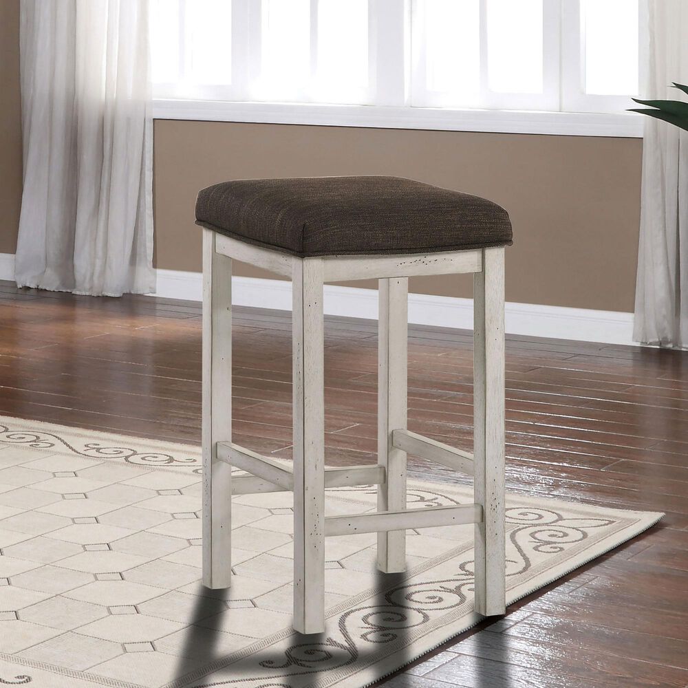 Furniture of America Tilton 26&quot; Counter Stool in Antique White &#40;Set of 2&#41;, , large