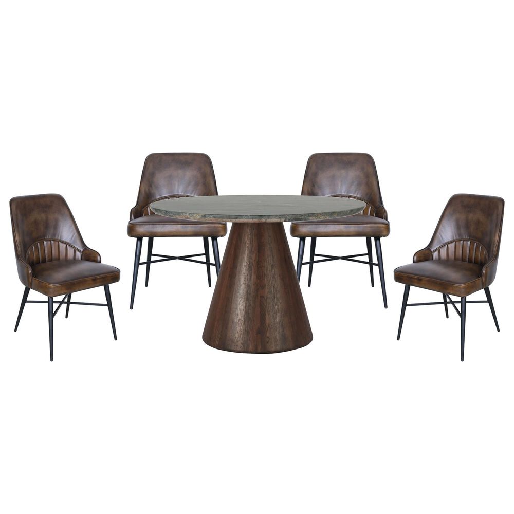 Home Trends & Design Vista and Leeds 5-Piece Dining Set in Marble and Dark Oak, , large