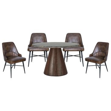 Home Trends & Design Vista and Leeds 5-Piece Dining Set in Marble and Dark Oak, , large