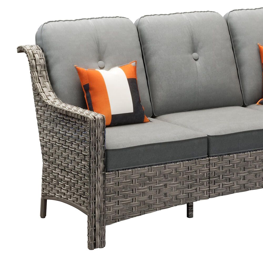 HOMLUX 5-Piece Patio Conversation Set with Two Ottomans in Dark Gray, , large