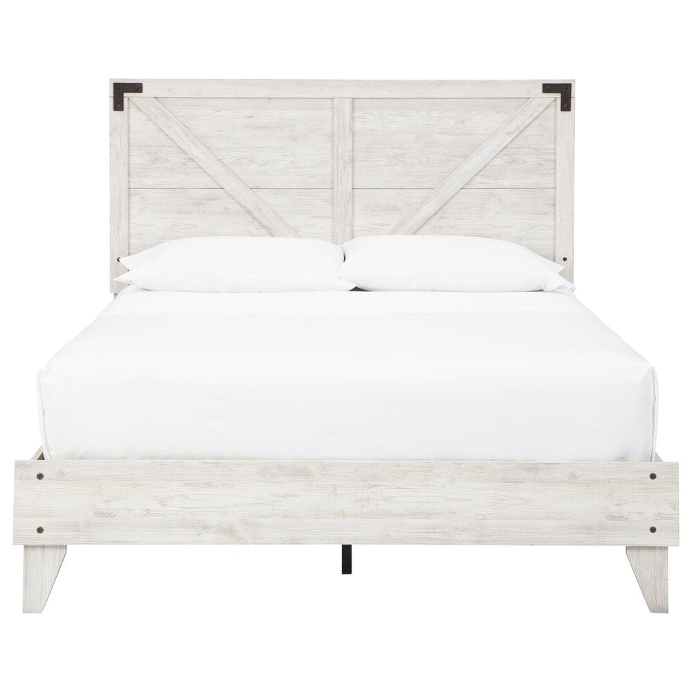 Ashley Shawburn Queen Platform Bed in White and Dark Charcoal Gray, , large