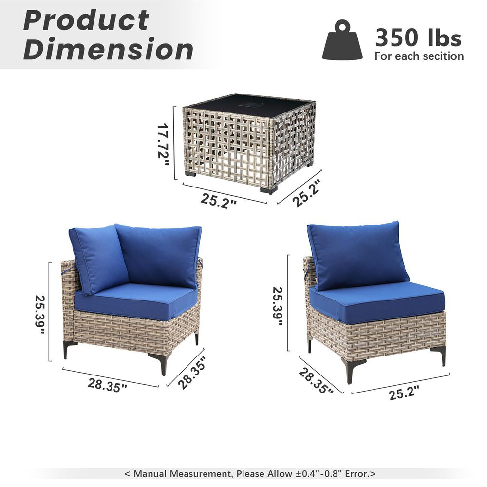 HOMLUX 7-Piece Patio Conversation Set in Navy Blue, , large