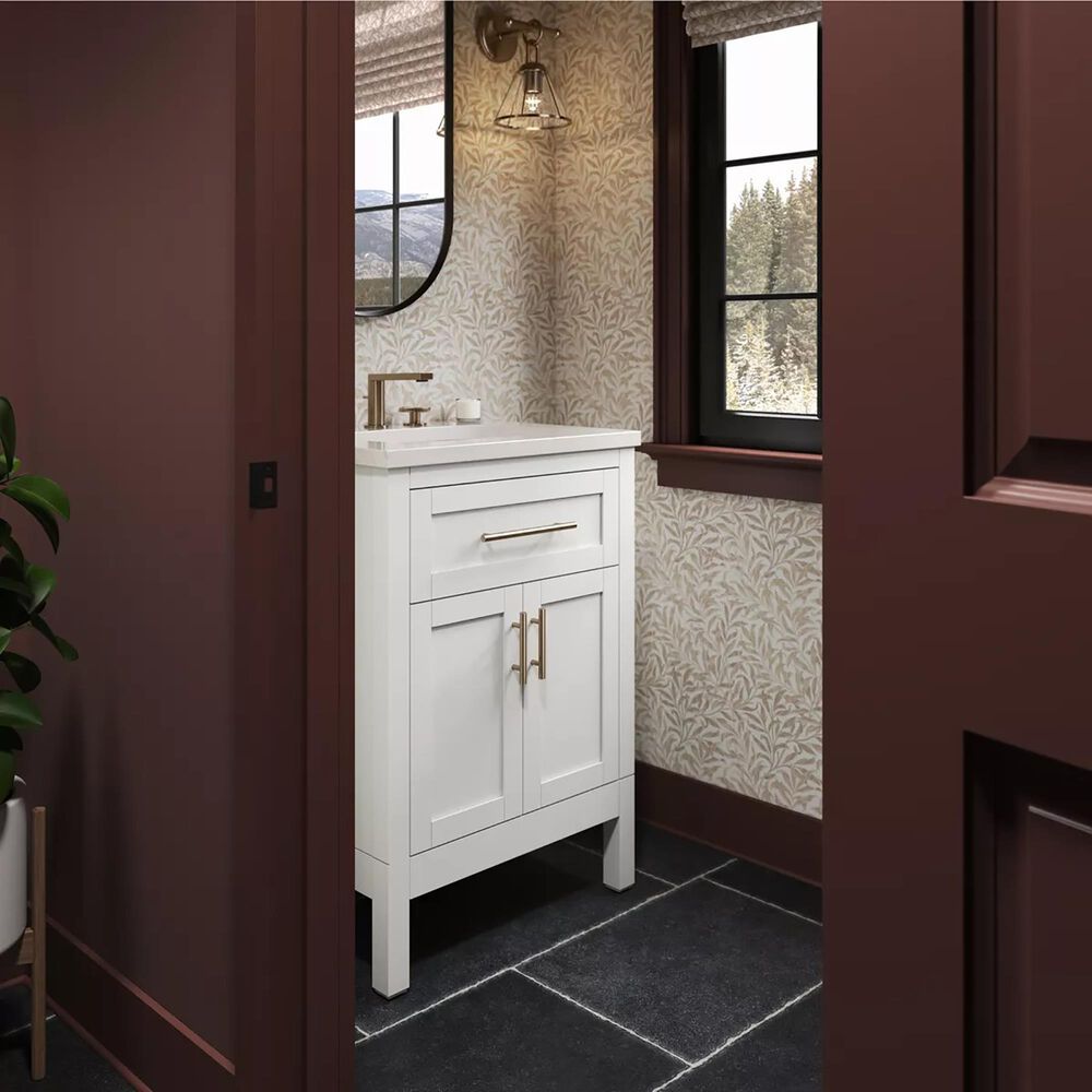 Kohler Hadron 24" Single Bathroom Vanity in White with 3 cm Bianco Bella Quartz Top and Oval Sink, , large