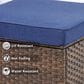 Hearth and Haven Patio Wicker Ottoman with Solid Weave Design in Blue (Set of 2), , large