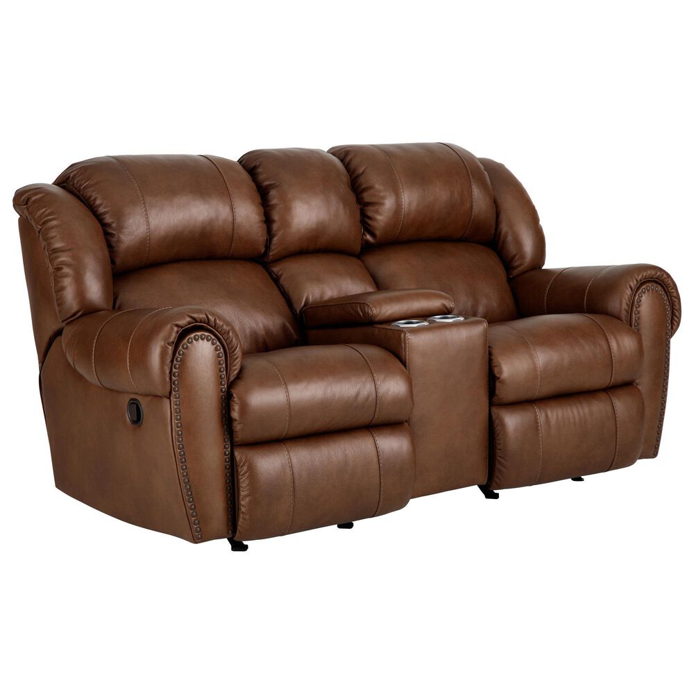 HomeStretch Laredo Power Loveseat with Console in Stetson Cognac, , large