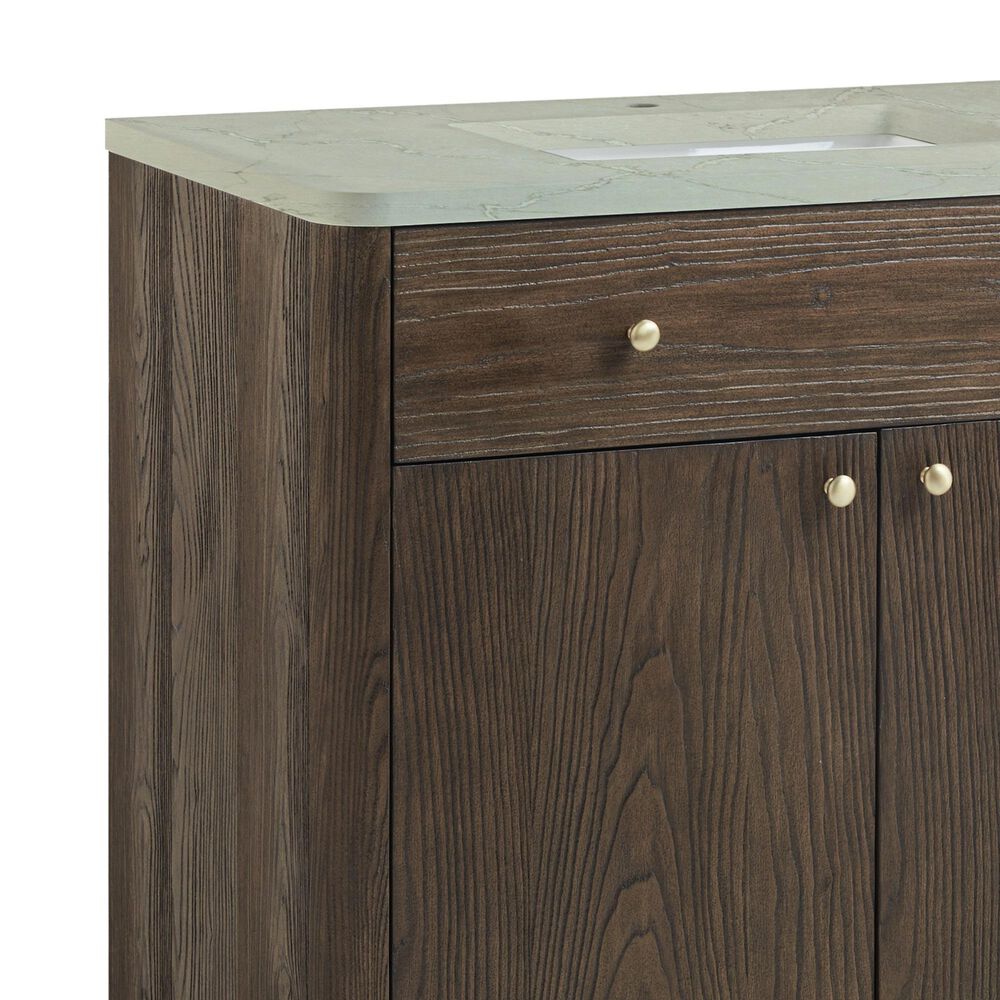 James Martin Vanities Gracyn 36&quot; Single Bathroom Vanity in Sable with 3 cm Victorian Silver Quartz Top and Rectangular Sink, , large