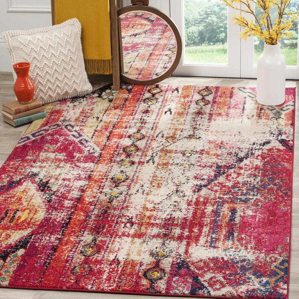 Safavieh Monaco MNC222D-3 3" x 5" Magenta/Multi Area Rug, , large