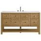 James Martin Vanities Breckenridge 60" Single Bathroom Vanity in Light Natural Oak with 3 cm White Zeus Quartz Top and Rectangular Sink, , large