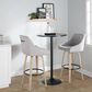LumiSource Hannah Swivel Bar Stool with Grey Fabric Upholstery in Whitewashed and Black (Set of 2), , large