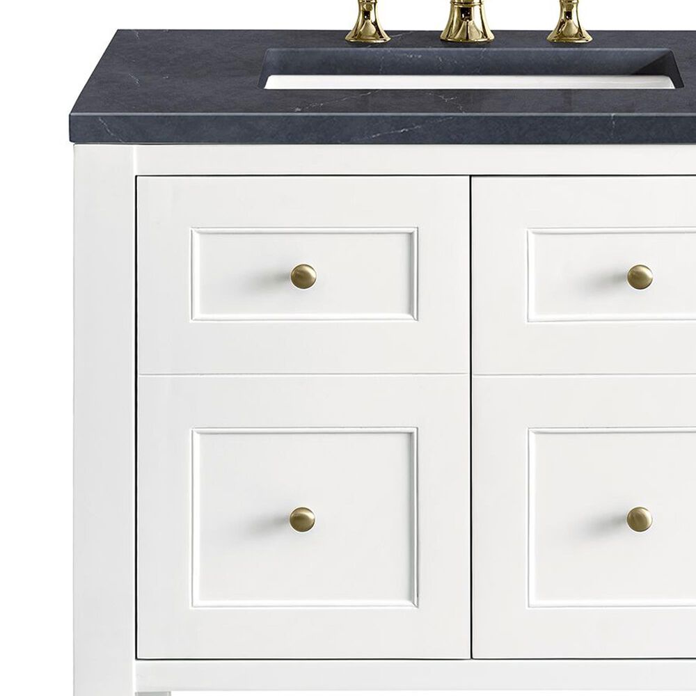 James Martin Vanities Breckenridge 30&quot; Single Bathroom Vanity in Bright White with 3 cm Charcoal Soapstone Quartz Top and Rectangular Sink, , large