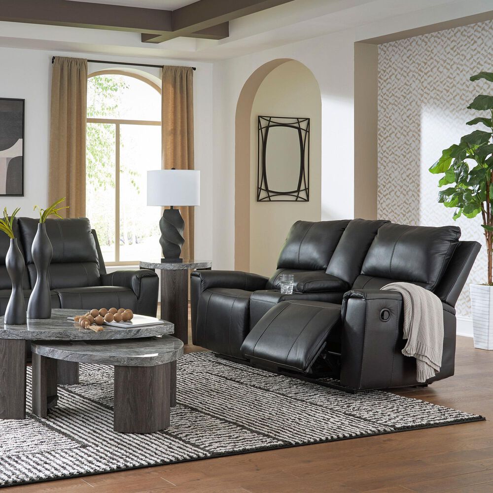 Ashley Glossmore Manual Reclining Loveseat in Black, , large