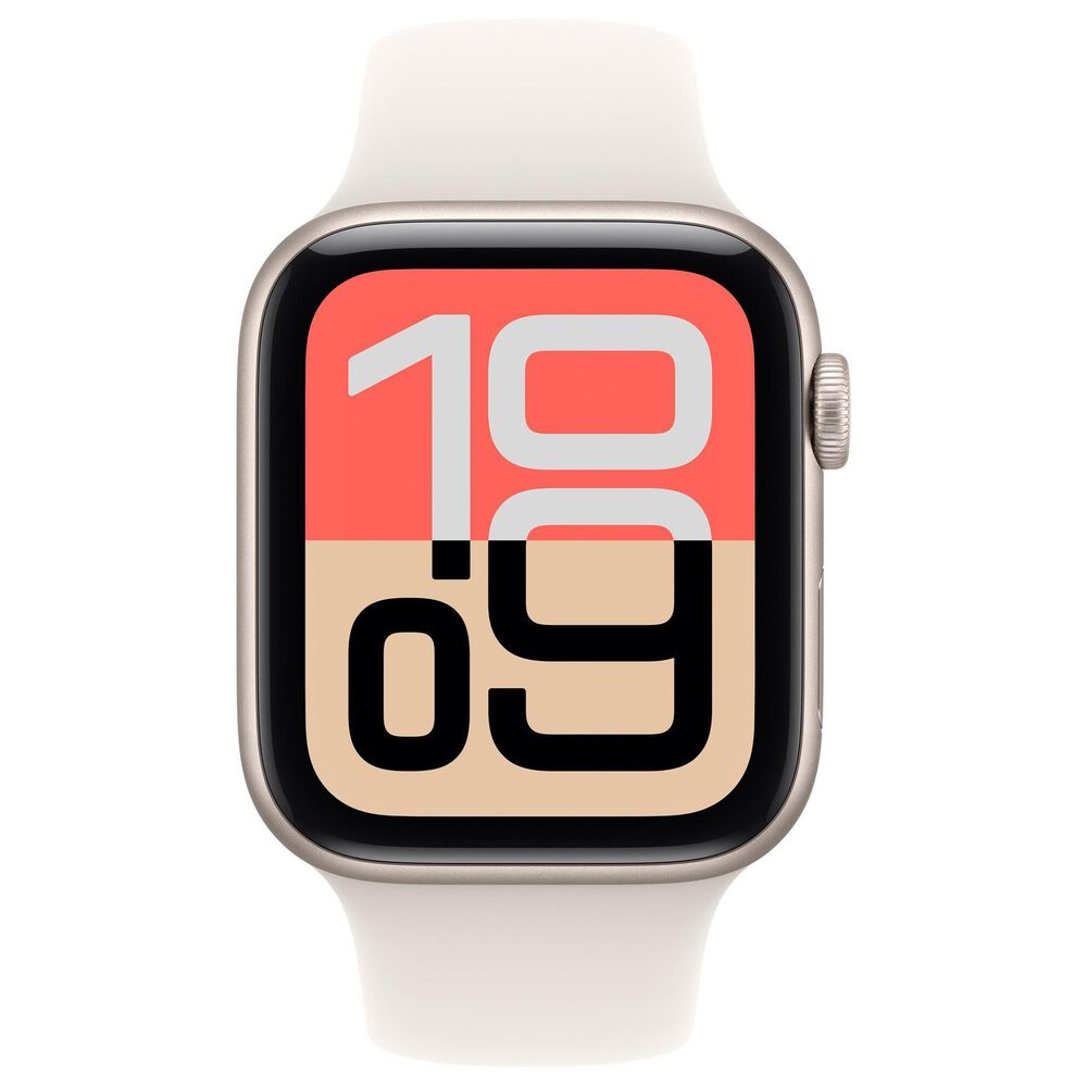 Apple Watch SE 3 (GPS+Cellular) 44mm Aluminum Case with Sport Band - M/L in Starlight and 2-Year AppleCare+, , large