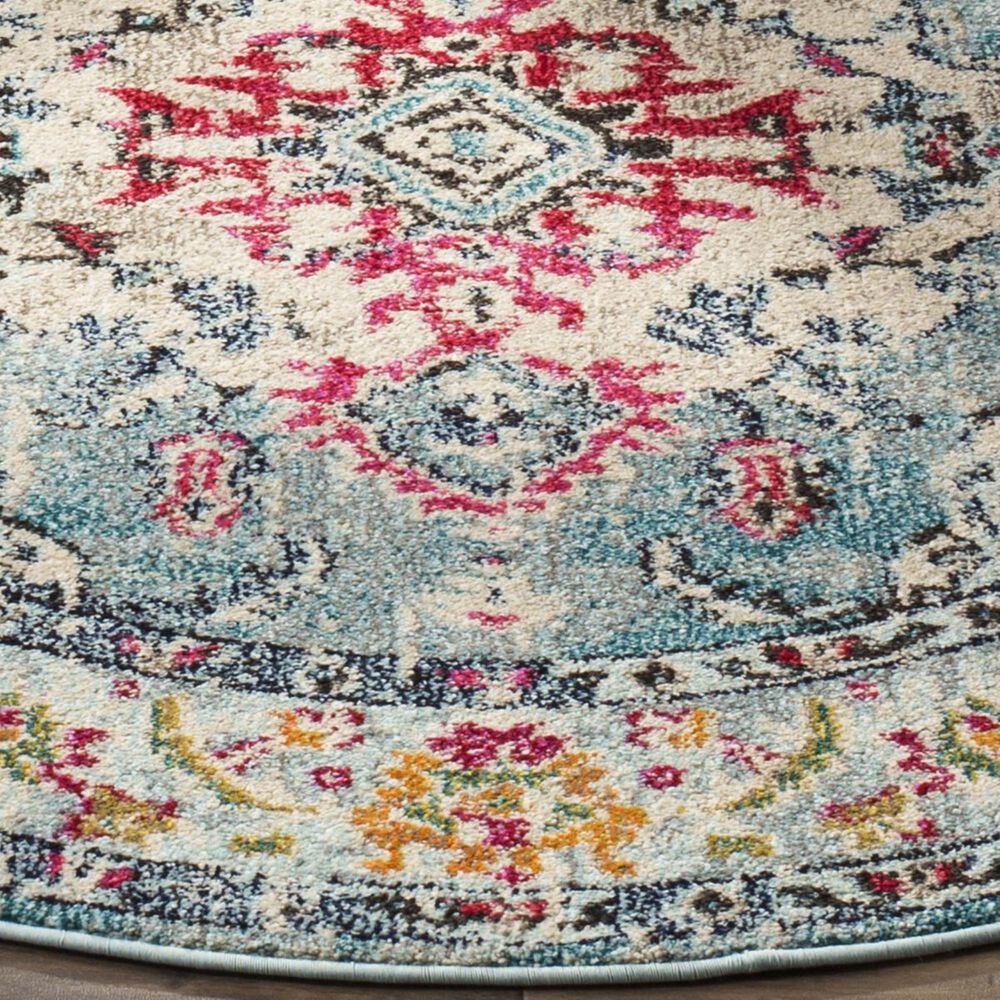 Safavieh Monaco MNC243J-3R 3&#39; Round Light Blue/Fuchsia Area Rug, , large