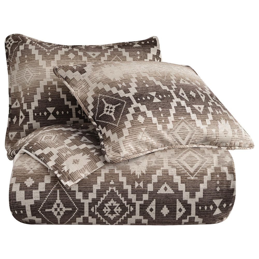 HiEnd Accents Chalet Aztec 3-Piece Super Queen Comforter Set in White and Brown, , large