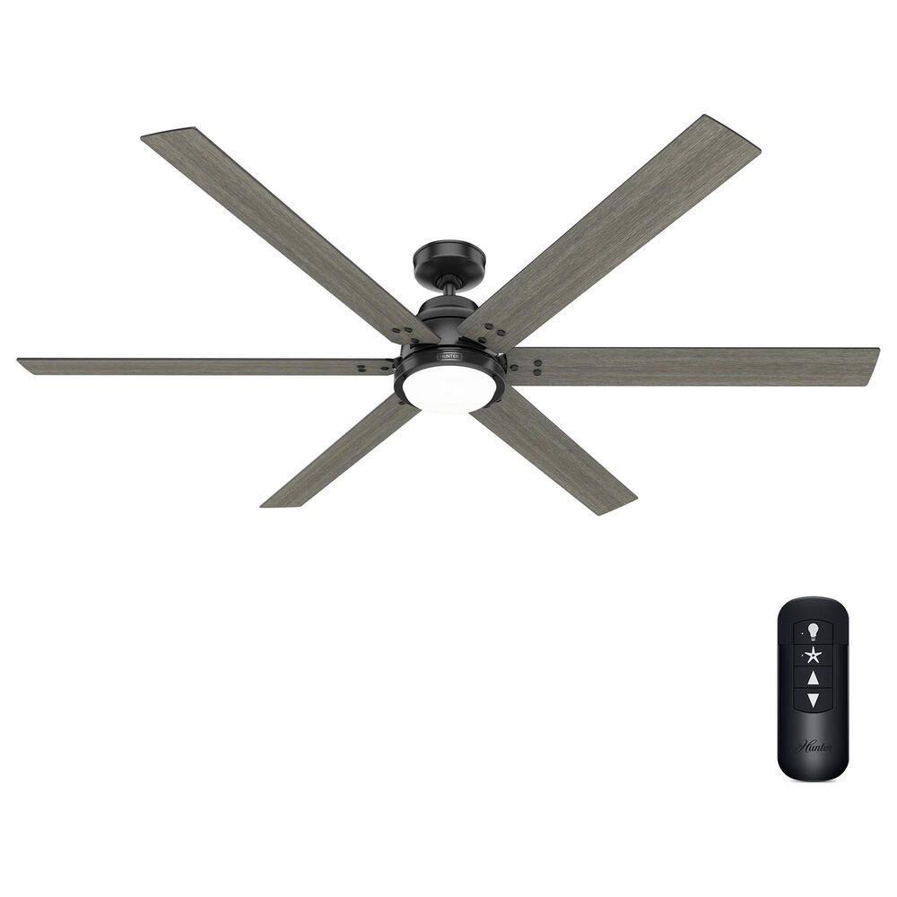 Hunter Gravity 72&quot; Ceiling Fan with LED Light in Matte Black, , large