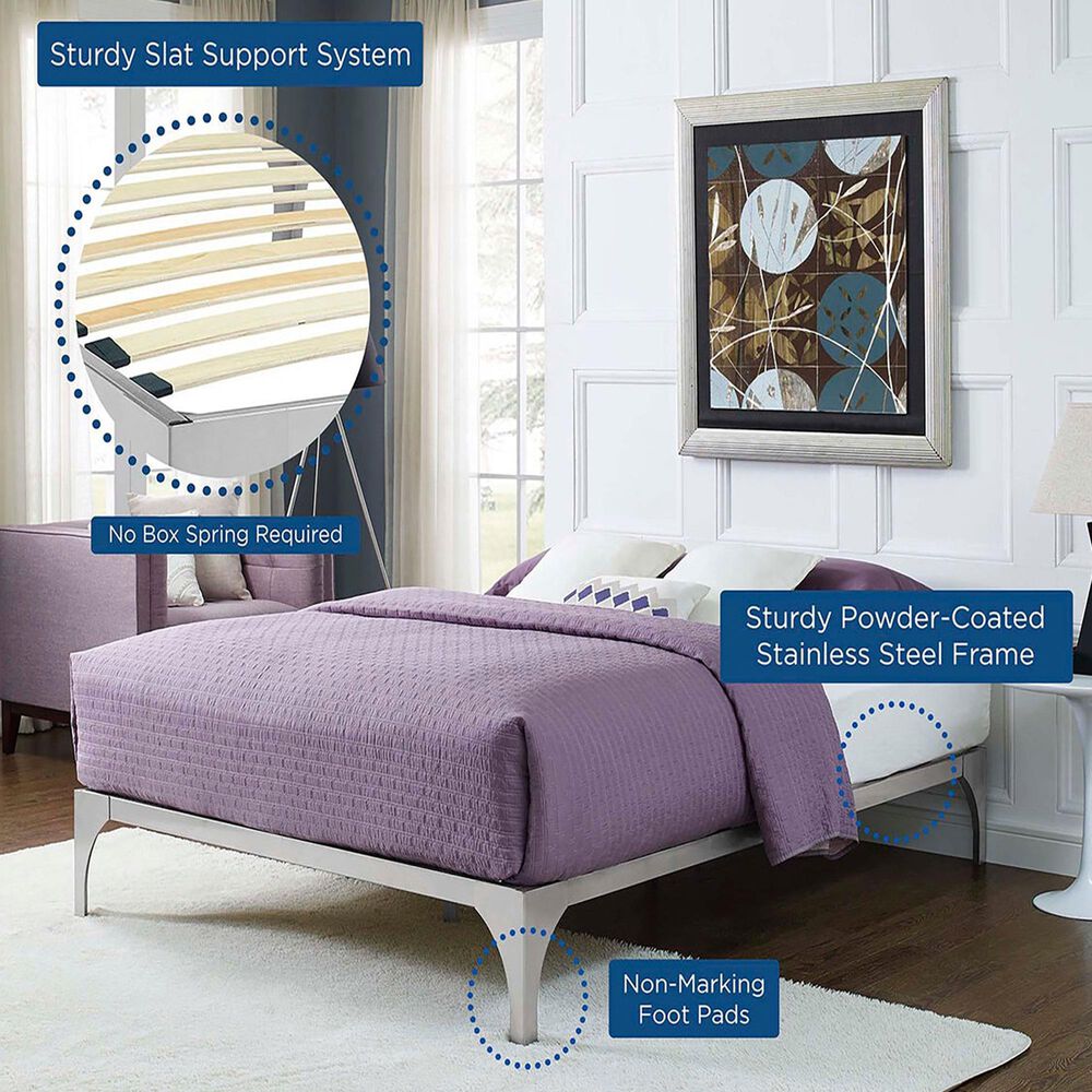 Modway Ollie King Platform Bed Frame in Silver, , large