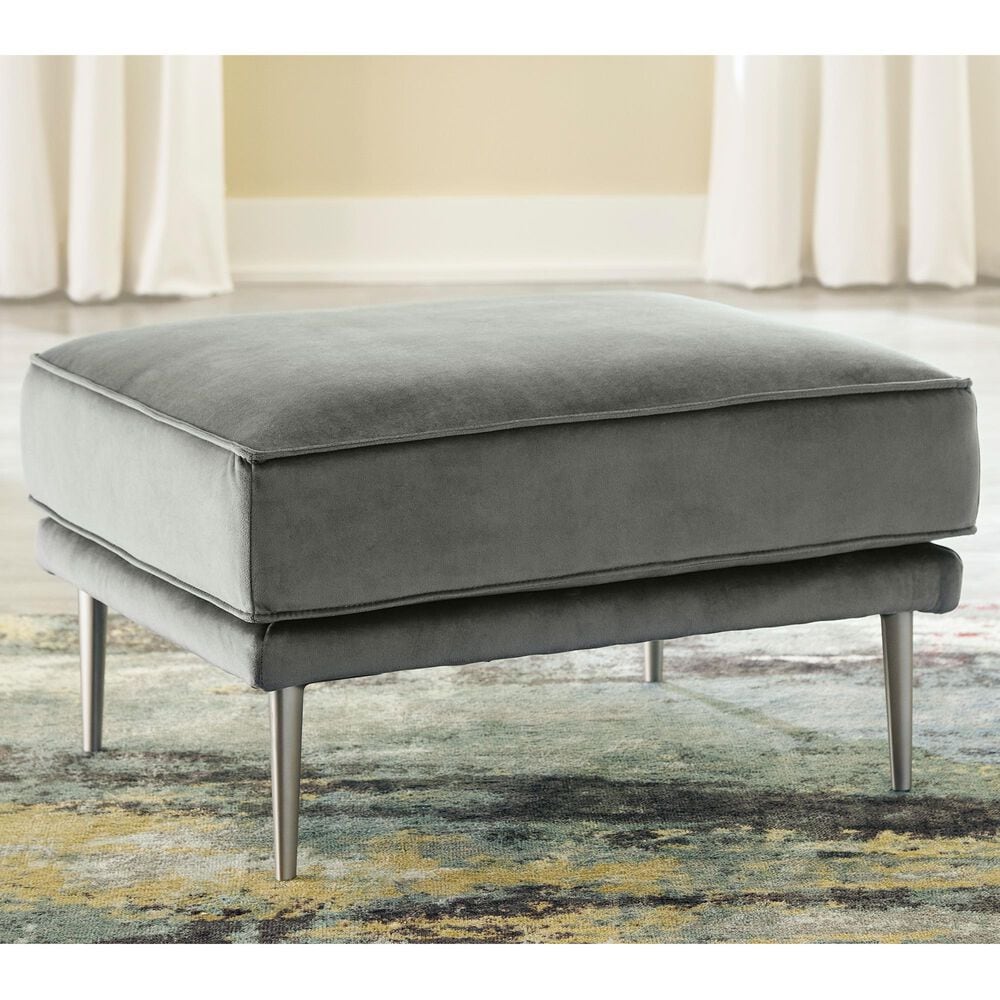 Signature Design by Ashley Macleary Ottoman in Steel Velvet, , large